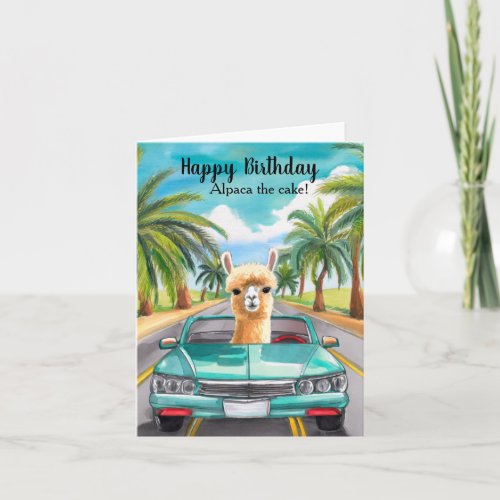 Funny Alpaca The Cake Birthday Card