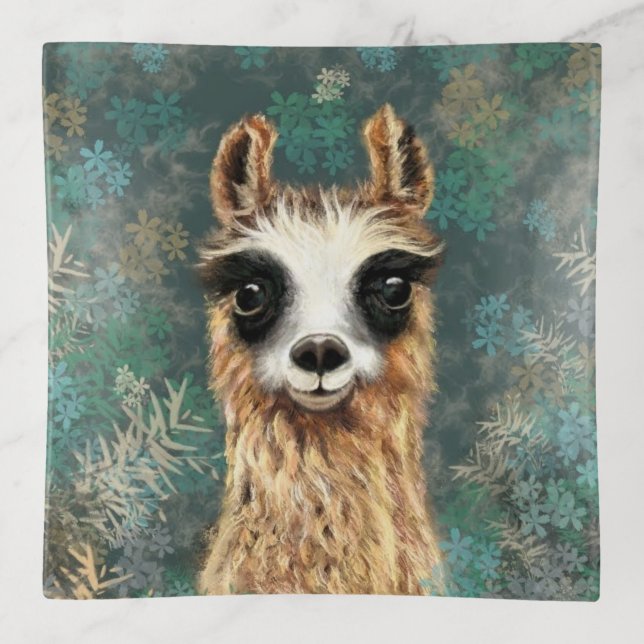 Funny Alpaca Trinket Tray (Front)