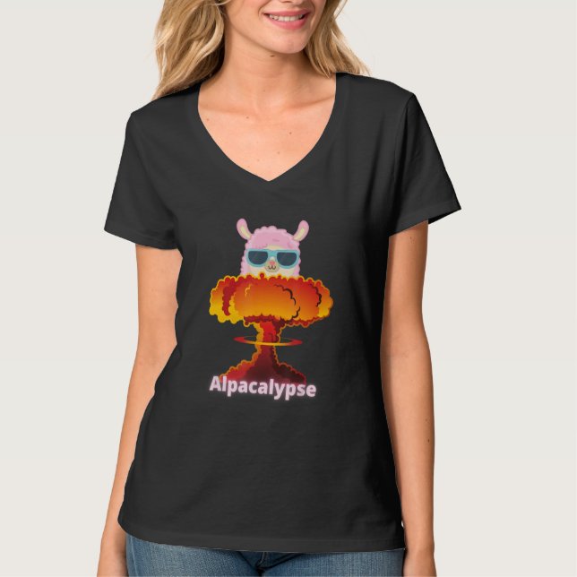 Funny Alpacalypse Llamageddon Weird Alpaca Llama L T-Shirt (Front)