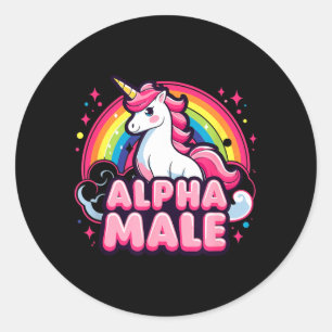 Funny Alpha Male Ironic Sarcastic Humorous Saying Classic Round Sticker