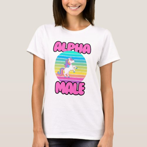 Funny Alpha Male Unicorn Rainbow T_Shirt