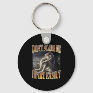 Funny Alpha Wolf Meme Don't E Me I Fart Easily Boo Keychain