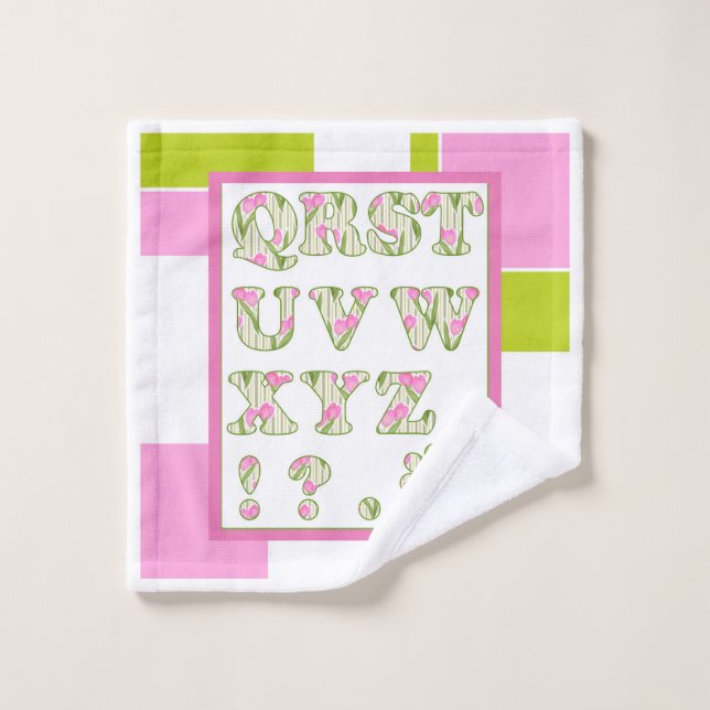 Funny alphabet, flower alphabet, alphabet bath towel set (Wash Cloth)