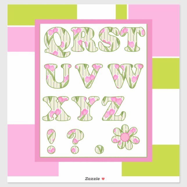 Funny alphabet, flower alphabet, alphabet for chil sticker (Sheet)
