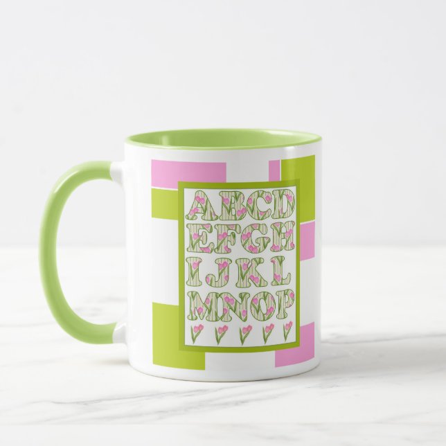 Funny alphabet, flower alphabet, alphabet mug (Left)