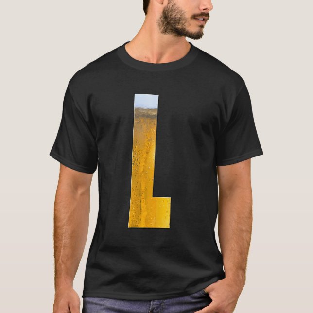 Funny Alphabet Letters Beer Foam Initial Letter L T-Shirt (Front)