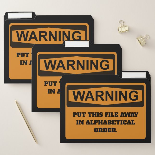 Funny Alphabetical Order Warning File Folder (Set)