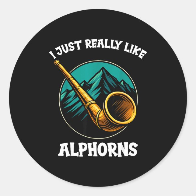 Funny Alphorn  Classic Round Sticker (Front)