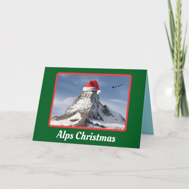 Funny Alps Christmas Holiday Card (Front)