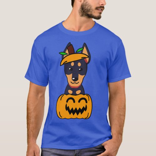 Funny alsatian is in a pumpkin T_Shirt