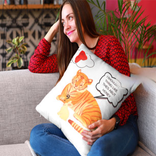 Funny "Am I a Tiger or a Bunny?" Pillow Cute Com