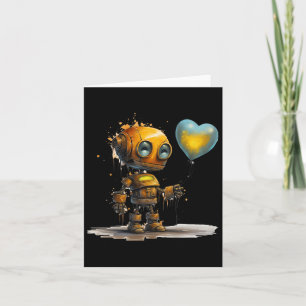 Funny Amazing Valentine Love Robot With Heart 1 Card