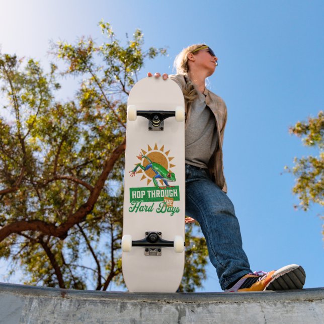 Funny Amazon Tree Frog Frogcore Positive Quote Skateboard (Outdoor 1)