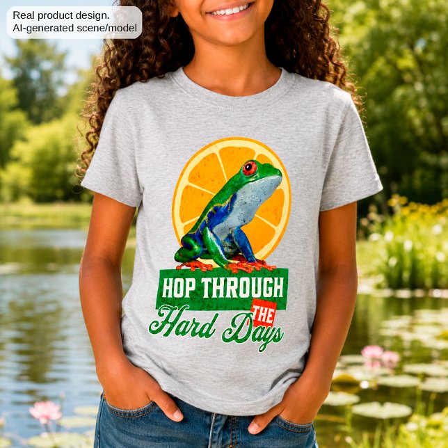 Orange Amazon Tree Frog Hop Through Hard Days T-Shirt