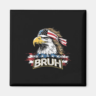 Funny America Flag Usa Bald Eagle Bruh Meme Men Wo Magnet