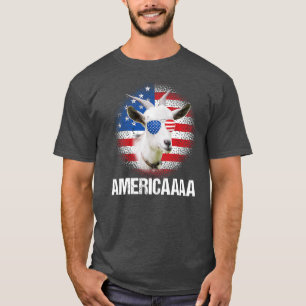Funny Americaaaa Goat USA Flag Sunglasses Farmers T-Shirt