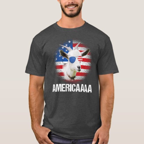 Funny Americaaaa Goat USA Flag Sunglasses Farmers T_Shirt