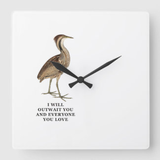 Funny American Bittern Shirt - i will outwait you  Square Wall Clock