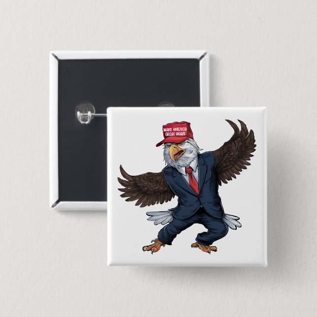 Funny American Eagle Button (Front & Back)