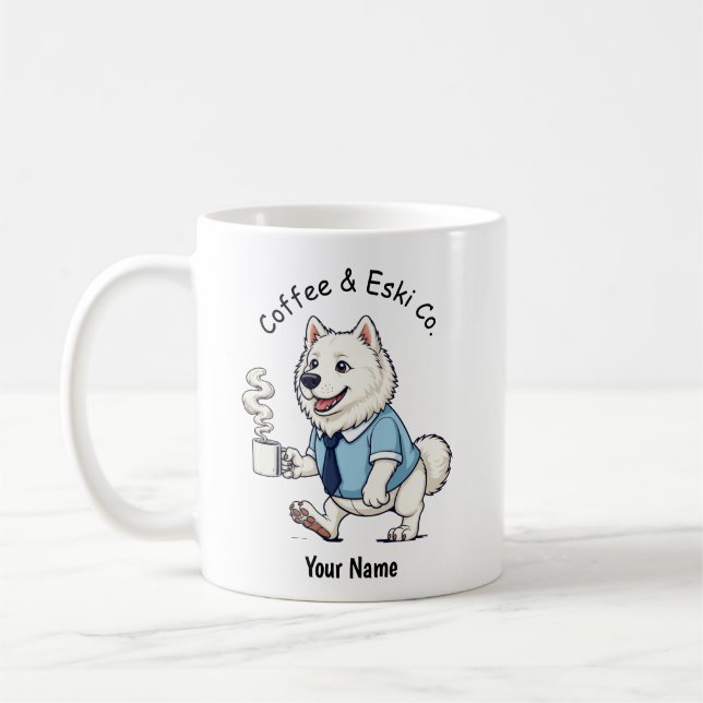 Funny  American Eskimo Dog Business Suit Coffee  Mug (Left)