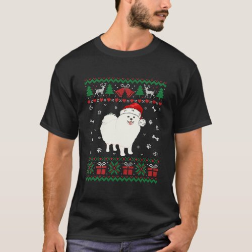 Funny American Eskimo Dog Santa Hat Christmas Gift T_Shirt