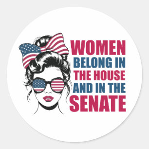 Funny American Feminist Quote Political Classic Round Sticker