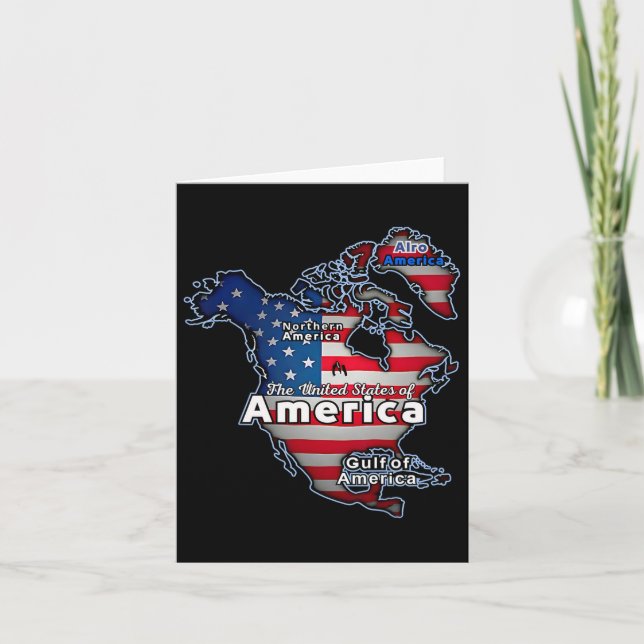 Funny American Flag Canada Greenland Gulf Map  Card (Front)