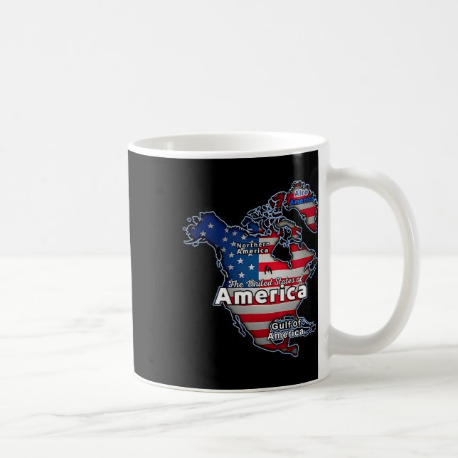 Funny American Flag Canada Greenland Gulf Map  Coffee Mug (Right)