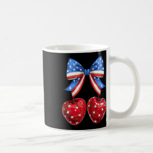 Funny American Flag Cherry Coquette Bow 4th Of Jul Coffee Mug