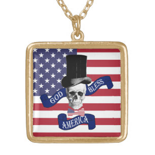 Funny American flag Gold Plated Necklace