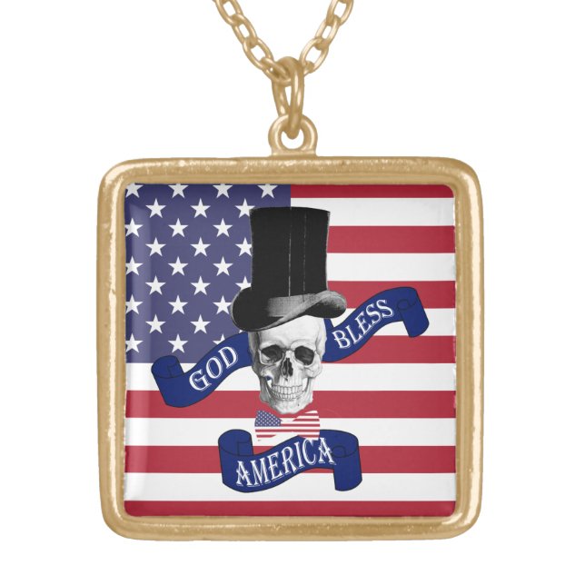 Funny American flag Gold Plated Necklace (Front)