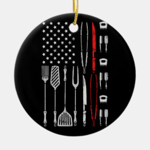 Funny American Flag Grilling Tools BBQ Grill Barbe Ceramic Ornament