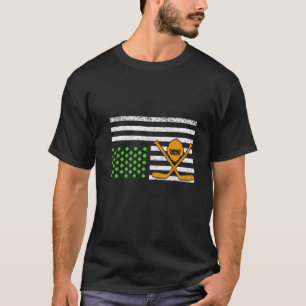 Funny American Flag Irish Hockey St. Patrick's Day T-Shirt