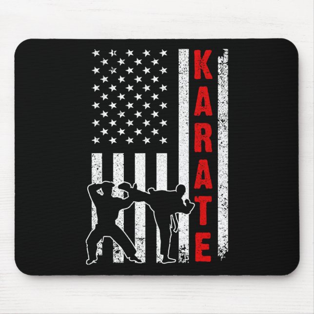 Funny American Flag Karate Art For Men Women Karat Mouse Pad (Front)