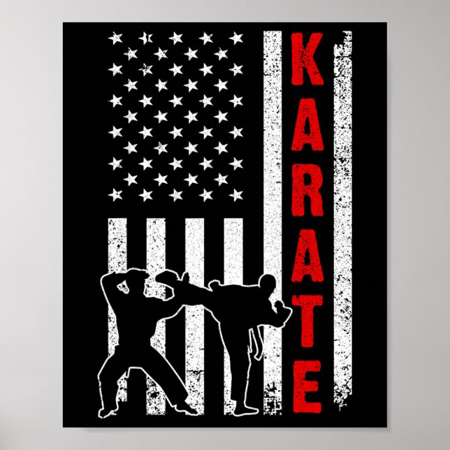 Funny American Flag Karate Art For Men Women Karat Poster (Front)
