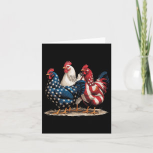 Funny American Flag Rooster Independence Day 4th O Card