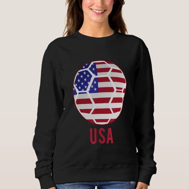 Funny American Flag Soccer Football Sports Women M Sweatshirt (Front)