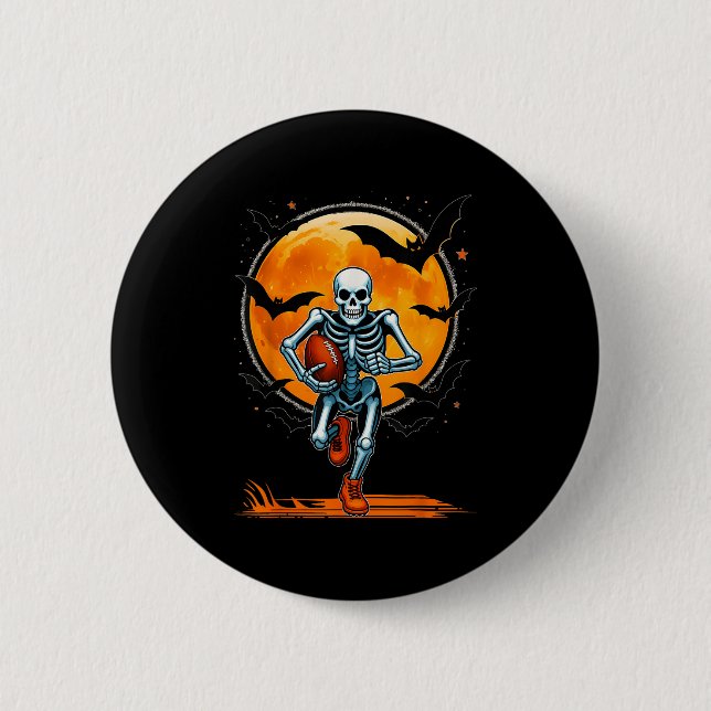 Funny American Football Skeleton Player Halloween  Button (Front)
