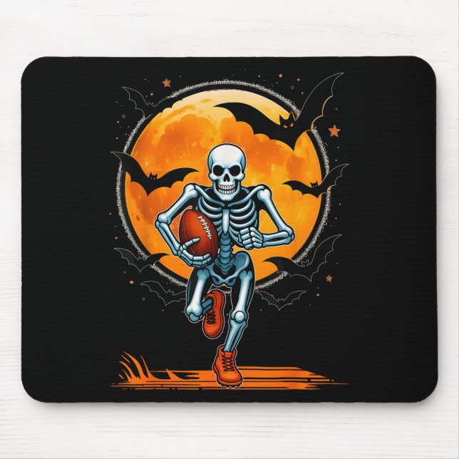 Funny American Football Skeleton Player Halloween  Mouse Pad (Front)