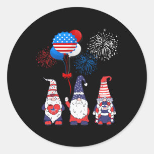 Funny American Gnomes Cool 4th July Day Independen Classic Round Sticker
