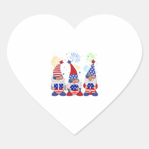 Funny American Gnomes Sunglasses Patriotic USA th Heart Sticker
