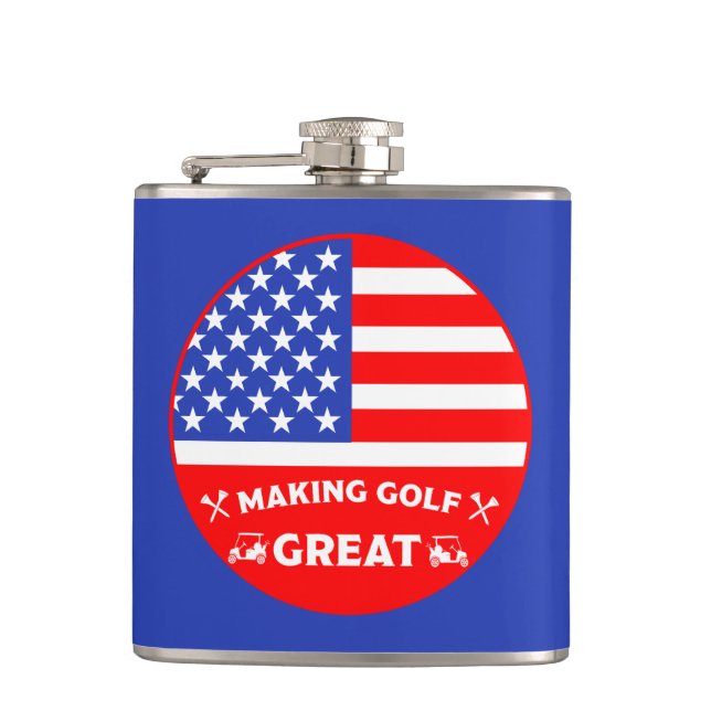 Funny American Golf Player Flask (Front)