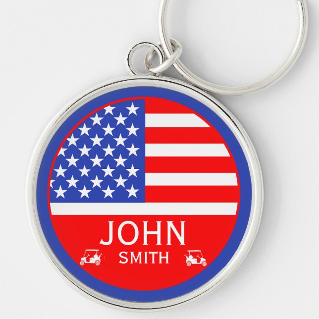Funny American Golf Player Keychain (Front)