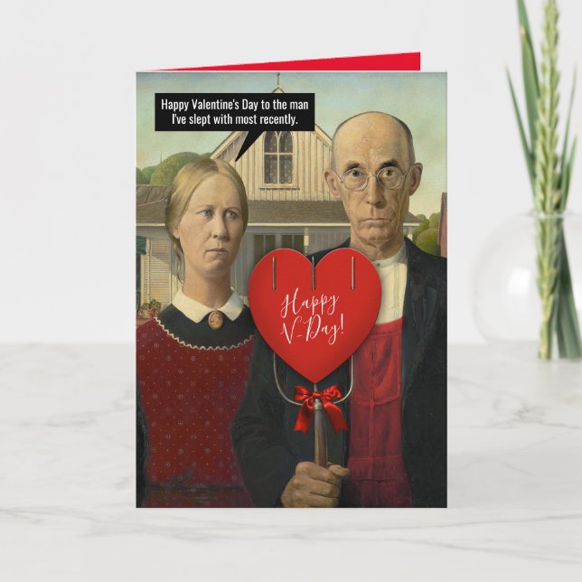 Funny American Gothic Valentine's to The Main Man Holiday Card (Front)