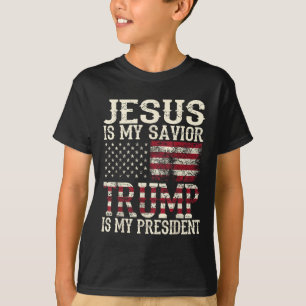 Funny American Jesus Is My Savior Trump Is My T-Shirt