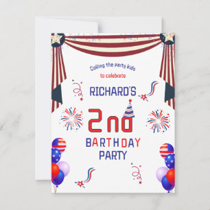 Funny American Kids Birthday Party Celebration Invitation