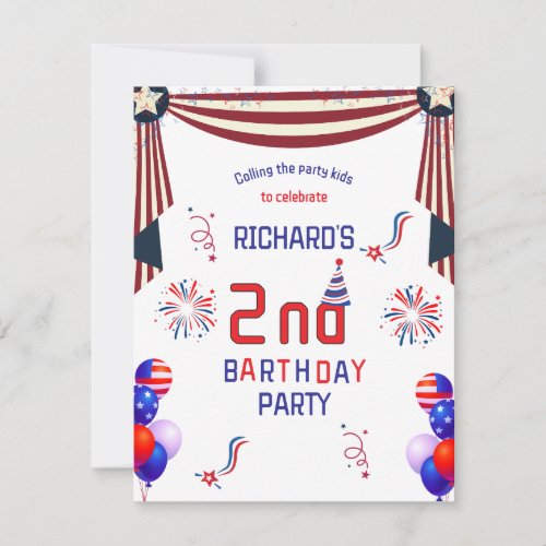 Funny American Kids  Birthday Party Celebration Invitation