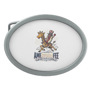 Funny Amerigiraffee Patriotic Giraffe Hot Dog Shir Belt Buckle