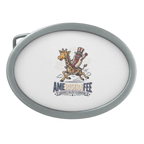 Funny Amerigiraffee Patriotic Giraffe Hot Dog Shir Belt Buckle