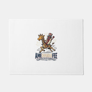 Funny Amerigiraffee Patriotic Giraffe Hot Dog Shir Doormat